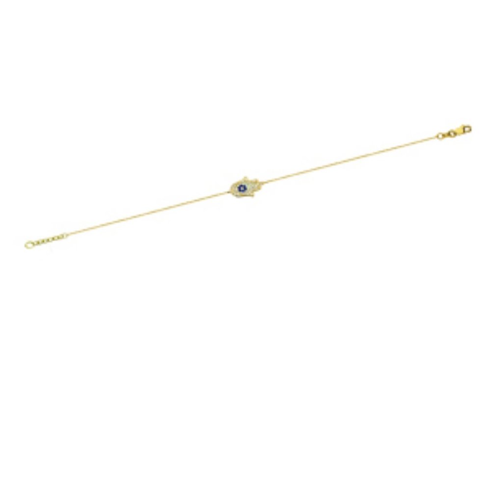 14k Solid Gold Mini Hamsa Hand Adjustable Bracelet - image 1